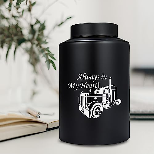 Gredstar Black Cremation Urn for Ashes, Trucker Memorial Keepsake
