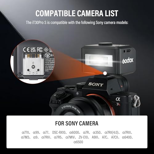 Godox iT30 Pro S Mini TTL Flash for Sony Cameras Godox iT30Pro S Black IT30 PRO for Sony