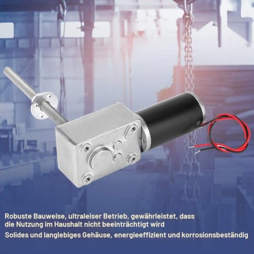 12V Geared Motor with Torque, 1280 M8 Double Shaft Worm Gear Motor, Right and Left Coaxial Motor with Flange (Reduction Ratio 200)