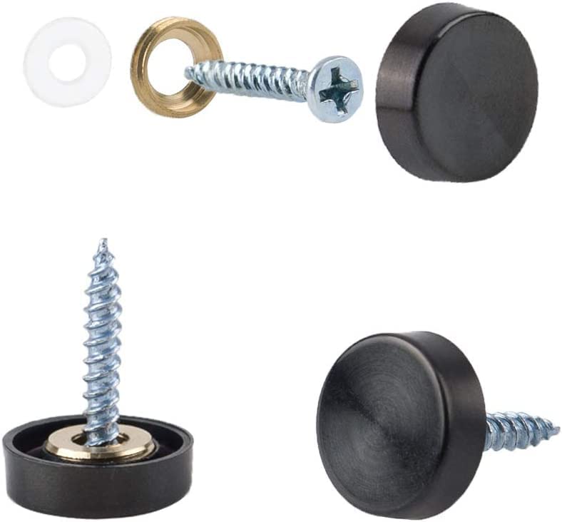 [Australia - AusPower] - Mirror Screws, 40 Sets 16mm 304 Stainless Steel Thicken Mirror Nails with Decorative Caps Covers, Black 