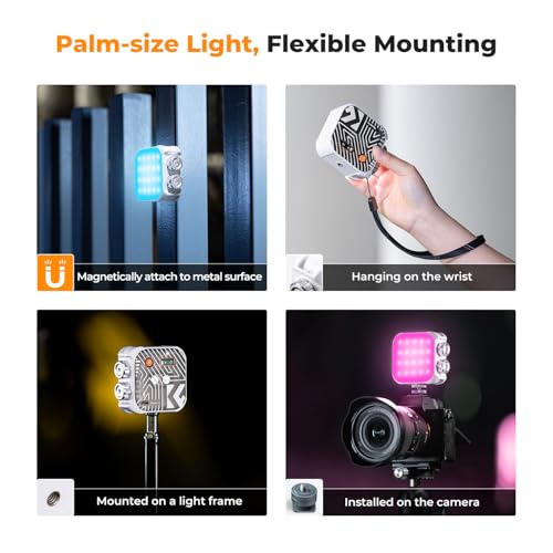 K&F CONCEPT Bi-Color LED Video Light, 2000mAh, 2500K-9900K, CRI 96+, Black