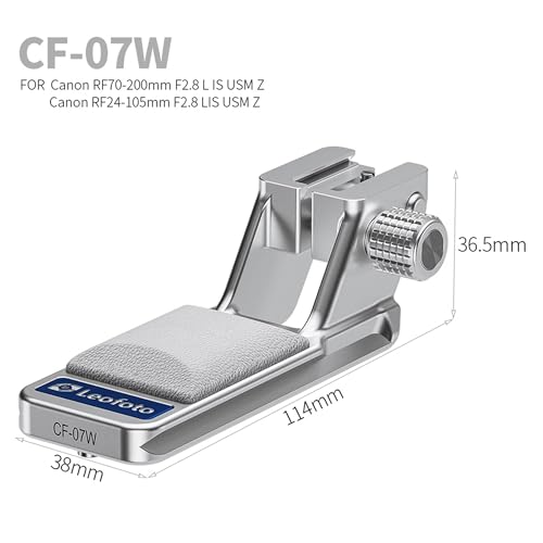 Leofoto Aluminum Lens Replacement Foot for Canon RF70-200mm F2.8 LIS USM Z and Canon RF24-105mm F2.8 LIS USM Z, Built-in Dovetail Mounting System (CF-07W) Compatible with Canon RF70-200mm and RF24-105mm