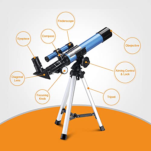 AOMEKIE 40040 Kids Astronomical Telescope for Beginners, 32X Refractor Telescope with Tabletop Tripod, Simple Assembly, for Moon Watching, Children Birthday Small
