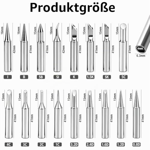 900M Soldering Tips Set for 936 Soldering Station Replacement Tips Pack of 17 | Various shapes compatible with 936 soldering stations (Yihua, Atten and Quick) for electronics, DIY and repair