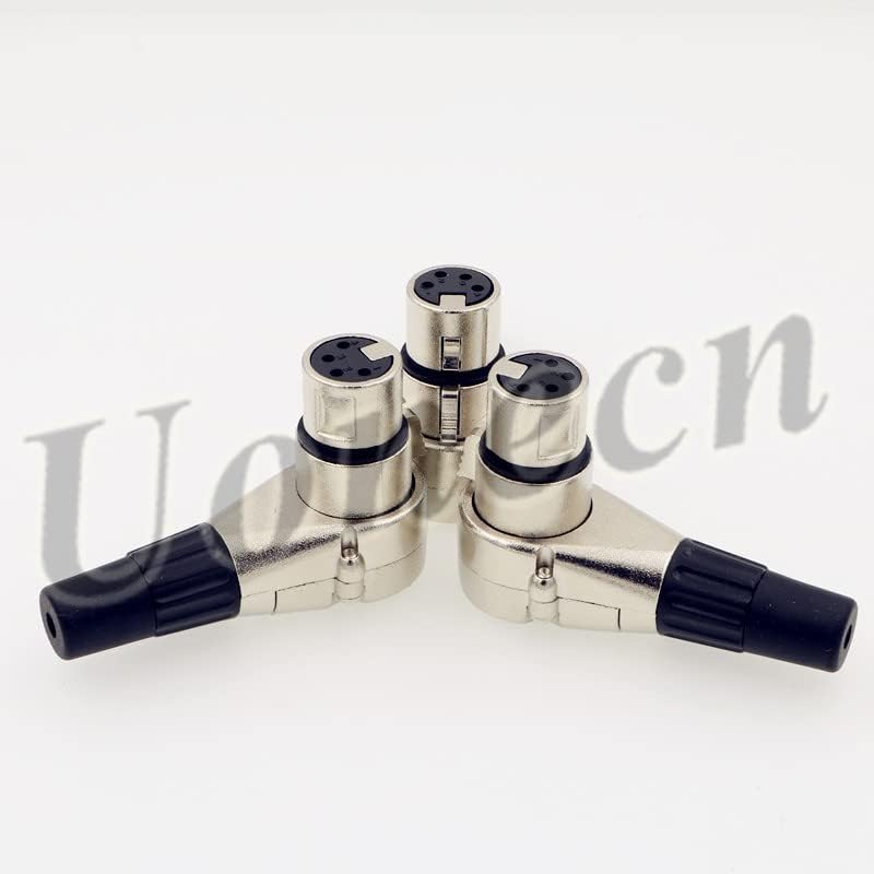 Uonecn 3 pcs Right Angle 90 Degree XLR 4-pin Female Connector for ARRI Monitor DSLR Rig