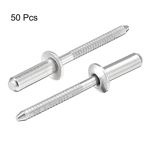 uxcell 304 stainless steel blind rivets, 4.8mm diameter x 16mm grip length, silver tone, 50 pieces