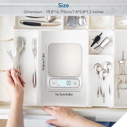 BOMATA Waterproof IPX6 Kitchen Scale with 0.1g High Precision, 5kg capacity 0.1g\5kg Non-rechargeable White