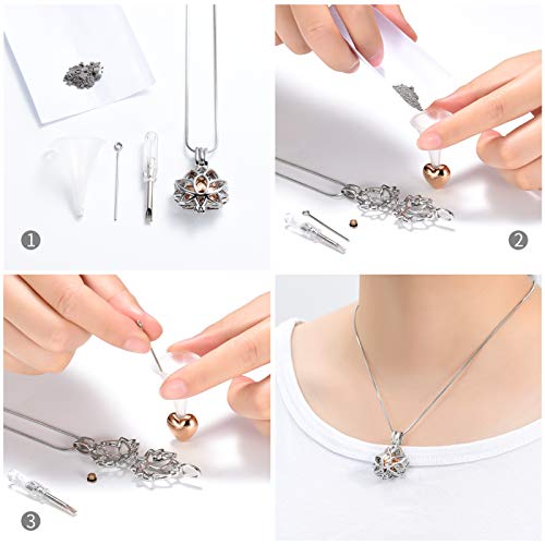 Minicremation Cremation Jewelry for Ashes Lotus Flower Hollow Heart Urn Necklace Ash Locket, Keepsake Pendant Necklace for Women Silver-Rosegold