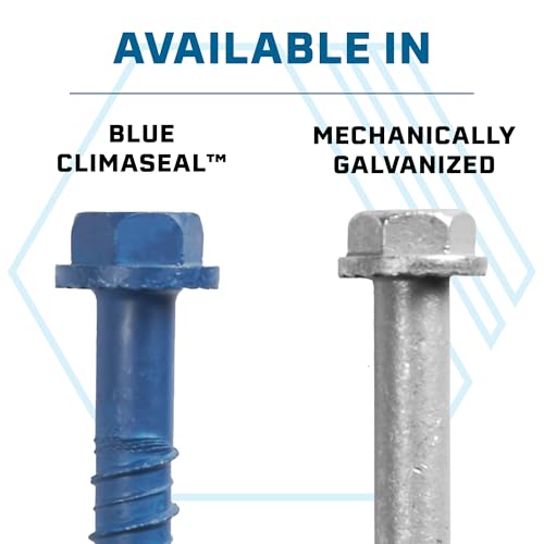 Tapcon+ 1/2 x 4 inch blue Climaseal concrete anchors with hex heads, 10-piece set for masonry and brick