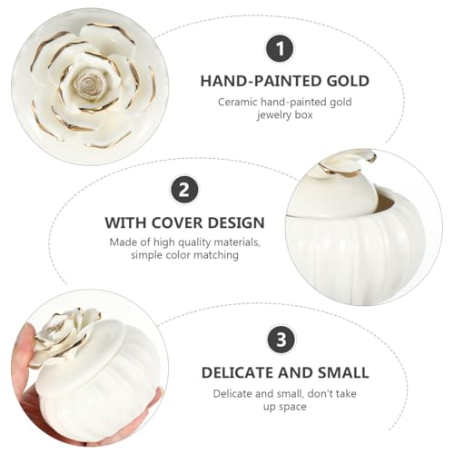 Abaodam Ceramic Jewelry Box with Lid Portable Rose Design Storage Container Small Jewelry Case for Home Travel Driving Carrying Large Capacity Organizer