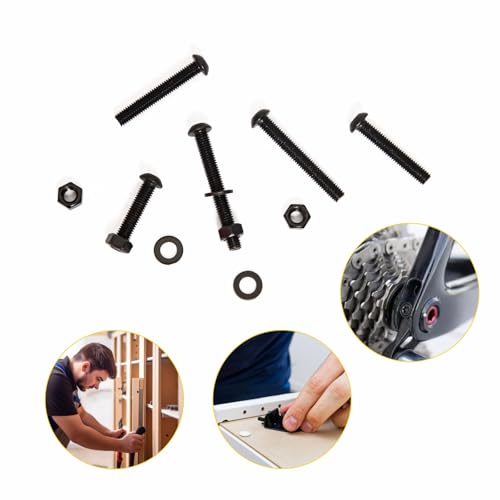 Xjsutisky 150-piece M6 button head hex socket cap screw, bolt, nut and washer assortment kit, black oxide alloy steel