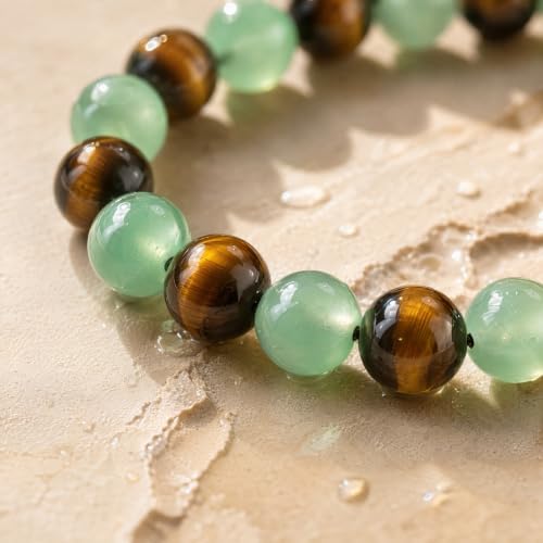 PEALICIOU Money Bracelets for Women Jade and Tiger Eye Protection Bracelet Green Money Bracelet