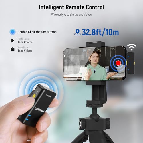 NEEWER KM15 Wireless Lavalier Microphone System Compatible with iPhone Android Phone PC Computer, Mini USB C Noise Cancelling Lapel Mic, 300m Range 48KHz/24Bit 9H Battery for Video Recording Streaming KM15 Set