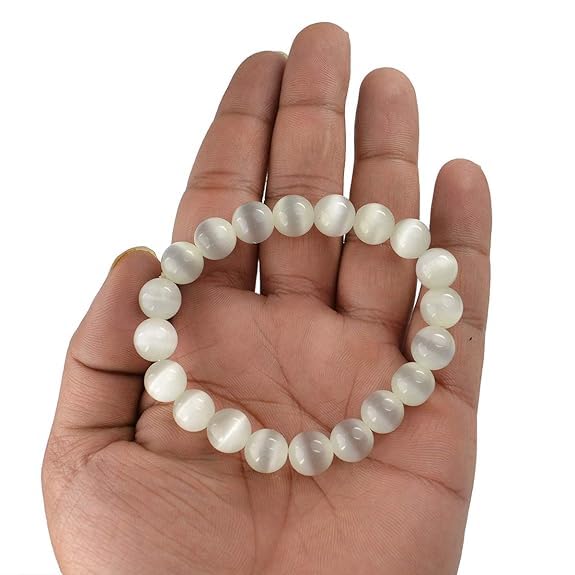 Taluka Selenite Bracelet For Men & Women Adjustable 8mm Gemstone Bracelet