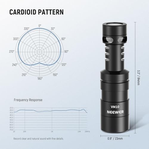 NEEWER Plug & Play Vlog Microphone, 20-20KHz Mini Supercardioid Mic with 3.5mm TRS, USB C OTG Cable, Shock Mount, Windscreen Compatible with iPhone 16 15 14 Samsung S24 Android Tablet Mac Camera, VM10 VM10 Microphone