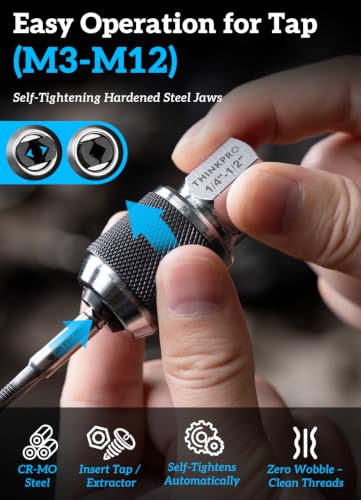 Thinkpro 5-piece tap wrench set with adjustable tap socket and T-handle for tap extraction