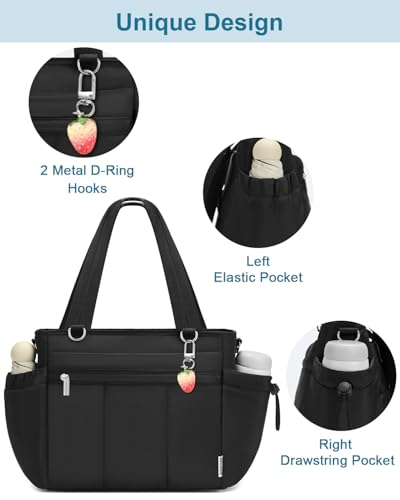Insulated Lunch Bag for Women Leakproof Soft Lunch Tote 15L Black Large 10-Black