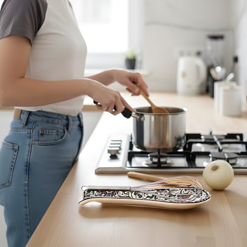 Handmade Ceramic Spoon Rest, Tulip Spoon Holder for Kitchen Counter