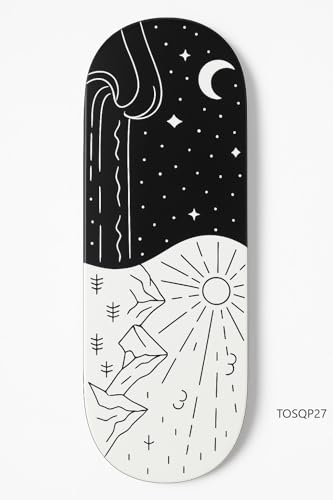 TOSQP27 Handmade Wooden Incense Holder for Sticks Handcrafted Ash Catcher for Meditation, Yoga & Home Fragrance | Decorative Wooden Incense Burner Gift for Adults (Black & White Galaxy Design) Black & White Galaxy Design