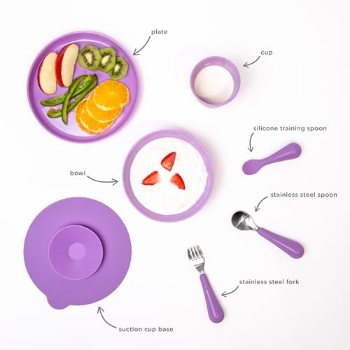 Ubbi 7-Piece Toddler Feeding Set, Non Toxic, Food Grade, Sugar Snap Green Sugar Snap Feeding Set One Size