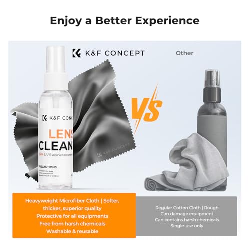 K&F CONCEPT Cleaner Spray Kit,with Microfiber Cloth X3,Glasses Cleaner X3