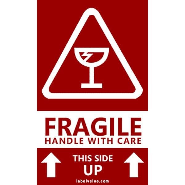 Fragile Handle with Care Labels 3" x 5" - 500 Labels per roll