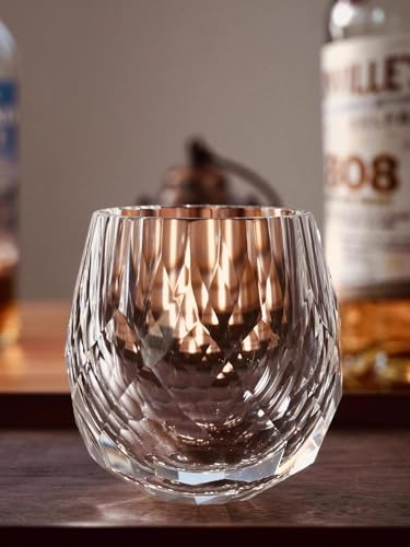 4oz Lead-Free Crystal Whiskey Glasses, Hand Cut Diamond Facet Old Fashioned Rocks Tumblers, Heavy Base Clear Bourbon Scotch Cocktail Glass for Bar Holiday Gift