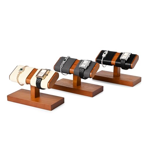 Solid Wood Double Watch Display Stand Black