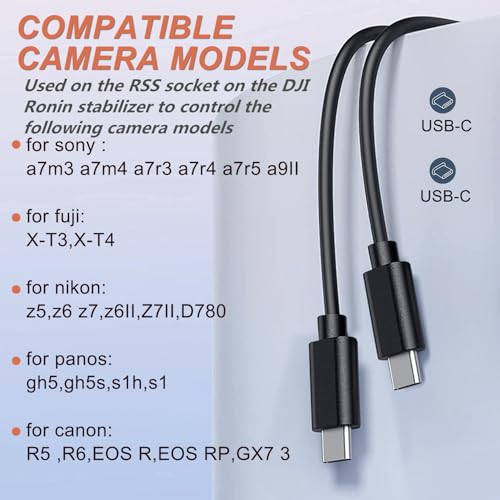 for DJI Motor Cable/Focus pro LiDAR USB-C Extension (100cm) Camera Control Multi-Function Data Cable Handle stabilize,for Ronin-rs4 rs3 rs2,Sony, Canon, Nikon, Panasonic, Fuji Camera