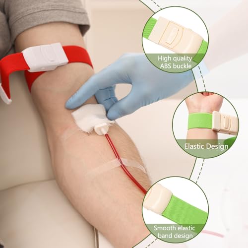 Pack of 10 Vein Stays with Release Buckle Storage Hose | for Camping, Hiking, Combat, Mountaineering, Outdoor Sports, Tourniquet for Blood Sampling, Highly Flexible, Tourniquet Venous Constrictor for Blood Sampling