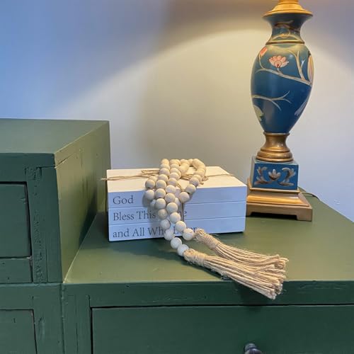 Decorative Books for Home Decor, White Faux Books for Decoration, Rustic Farmhouse Stacked Display Books (God Bless This Home and All Who Enter) God Bless This Home and All