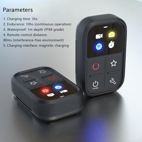 Tiandirenhe Wireless Smart Remote Control Compatible with GoPro Hero 13/12/11/11Mini/10/9/8/Max LED Colorful Screen Built-in Battery 80M Control Distance with Wrist Strap, USB Charging Cable