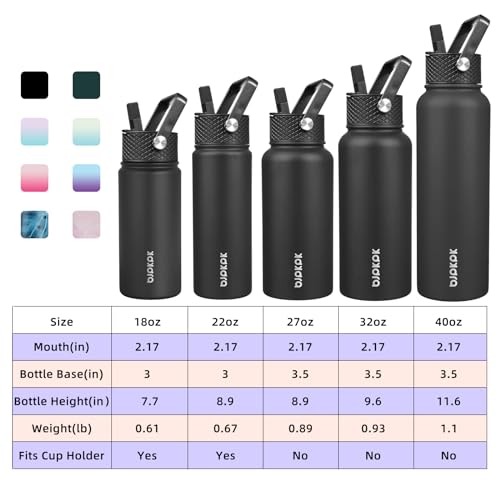 BJPKPK 2 Pack 18oz Insulated Water Bottles with Straw Lids, Stainless Steel 18 oz Lavender Green+Black