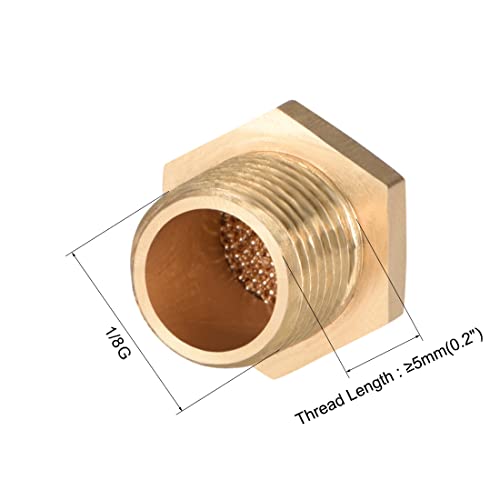 sourcing map Brass Silencer G1/8 Male Thread Bronze Silencer Body Flat Pack of 15