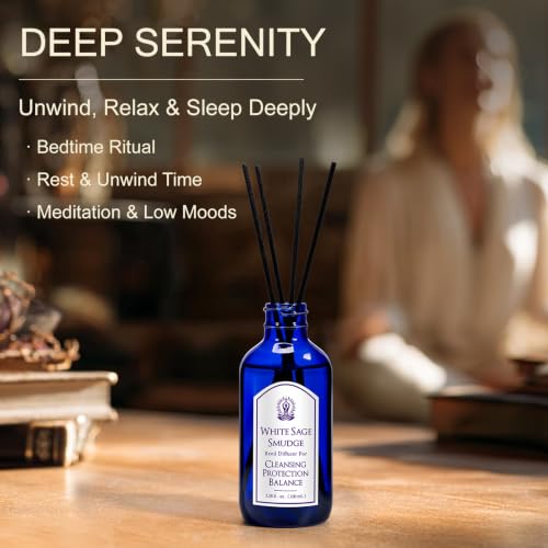 YOUIN Smokeless White Sage Smudge Reed Diffuser with Amethyst for Cleansing