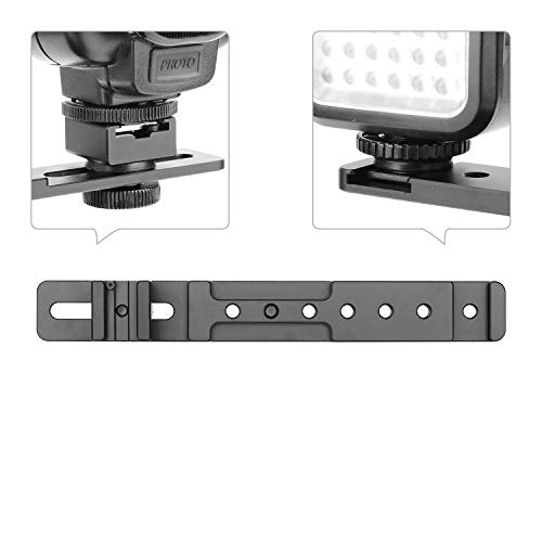 ChromLives 8'' Cold Shoe Extension Bar, Flash Straight Bracket, Camera Dual Mount Flash Bracket Compatible with Nikon Canon Sony Olympus DSLR Camera Camcorder DV Dual camera mount