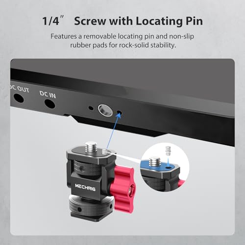 Mini Camera Monitor Mount with Cold Shoe, Aluminum Field Monitor Mount with 1/4″ Screw for LED Light Mic Cage, Cold Shoe Adapter 360° Swivel & 180° Tilt Damping (with Knob 63142) With Knob