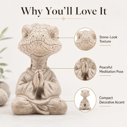 Meditating Snake Statue, Resin Zen Yoga Snake Figurine with Praying Hands, Spiritual Animal Desk Shelf Decor for Office, Meditation Room Snake 1