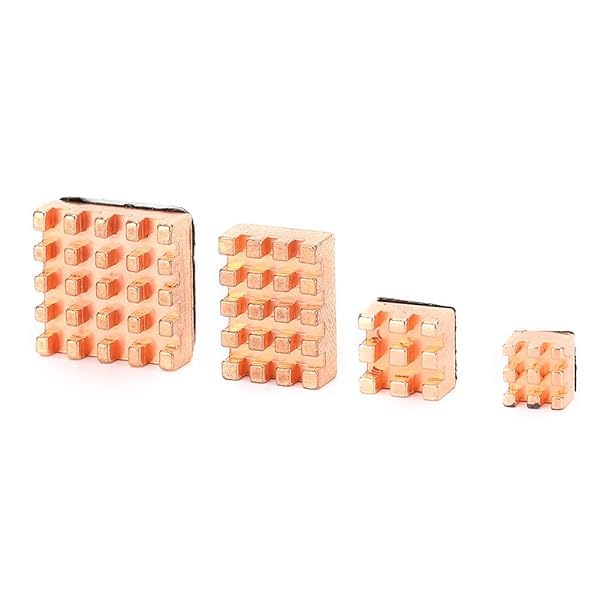 Pure Copper Heatsink Self Adhesive Passive Quiet Cooling with 4 Professional Heatsinks for All Raspberry Pi 4B Models