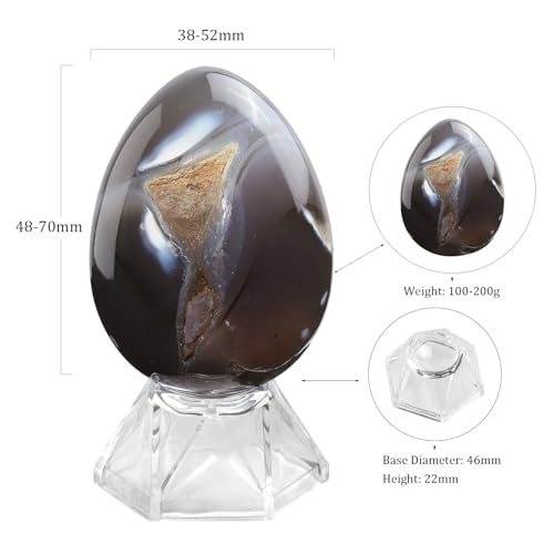moonsix Natural Orca Agate Stone Egg Sphere with Acrylic Base, 48-70mm 1.88-2.75 inch