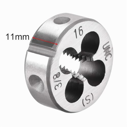 sourcing map Round Die UNF 3/8-16, American Cut-resistant Thread Cutting Dies Alloy Tool Steel Thread Repair Tool 3/8-16 UNC