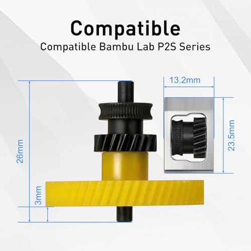 3D Printer Extruder Gear Assembly Compatible with Bambu Lab P2S Filament Drive Transmission Replacement Part