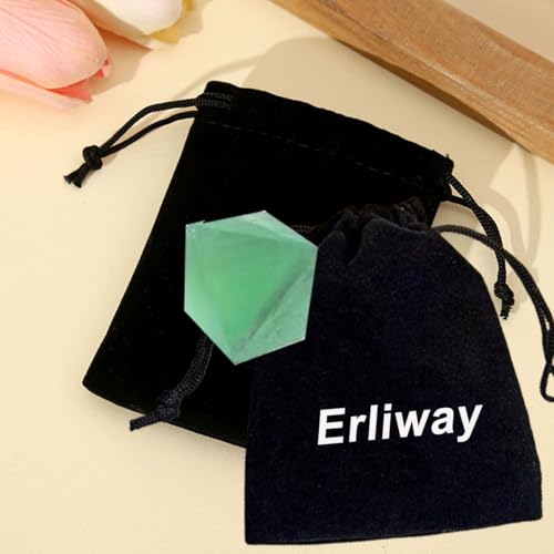 Erliway 1PC Green Fluorite Octahedron Crystal Stone for Reiki, 0.9-1.2''