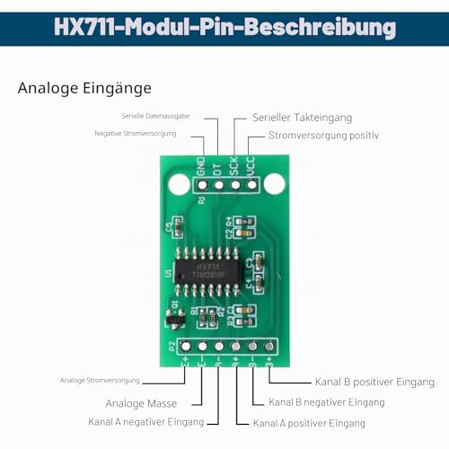 Binghe HX711 AD Amplifier Module + 10 kg Weight Sensor HX711 Load Cell Kit High Precision Load Cell Module Compatible with Arduino/Portable Electronic Kitchen Scales