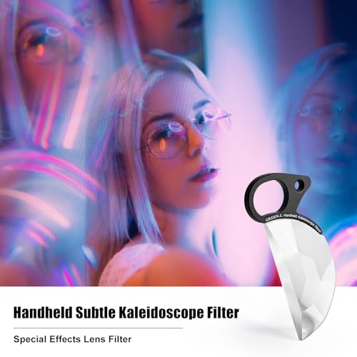 GREEN.L 100mm Handheld Kaleidoscope Filter Prism Lens, Optical Glass Creative Effect Filter for Phone DSLR Camera, with Pouch