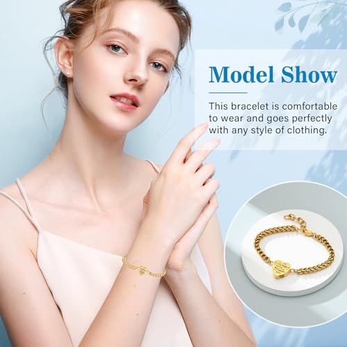 Imrsanl Heart Cremation Urn Bracelet Memorial Jewelry for Ashes Gold