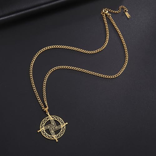 UNIFT Saint Brigid Cross Necklace Stainless Steel Irish Traditional Celtic St. Brigid Cross Pendant Necklace Religious Talisman Jewelry (gold)
