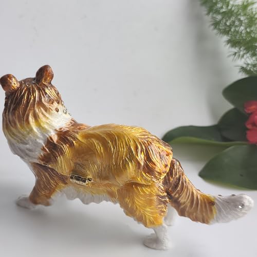 Enamel Dog Trinket Box Hand Painted Jewelry Organizer Decorative Treasure Box Puppy Ornamental For Home & Office Decor Gift For Family Friends Brwon Brown