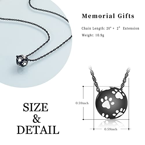 Paw Print Urn Cremation Necklace For Ashes Dog Cat Pet Paw Print Animal Keepsake Memorial Charm Pendant Necklace For Men Women B