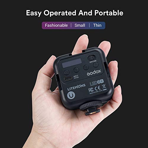 Godox LED6R Magnetic RGB Video Light LED Camera Light w/3 Cold Shoe Mount